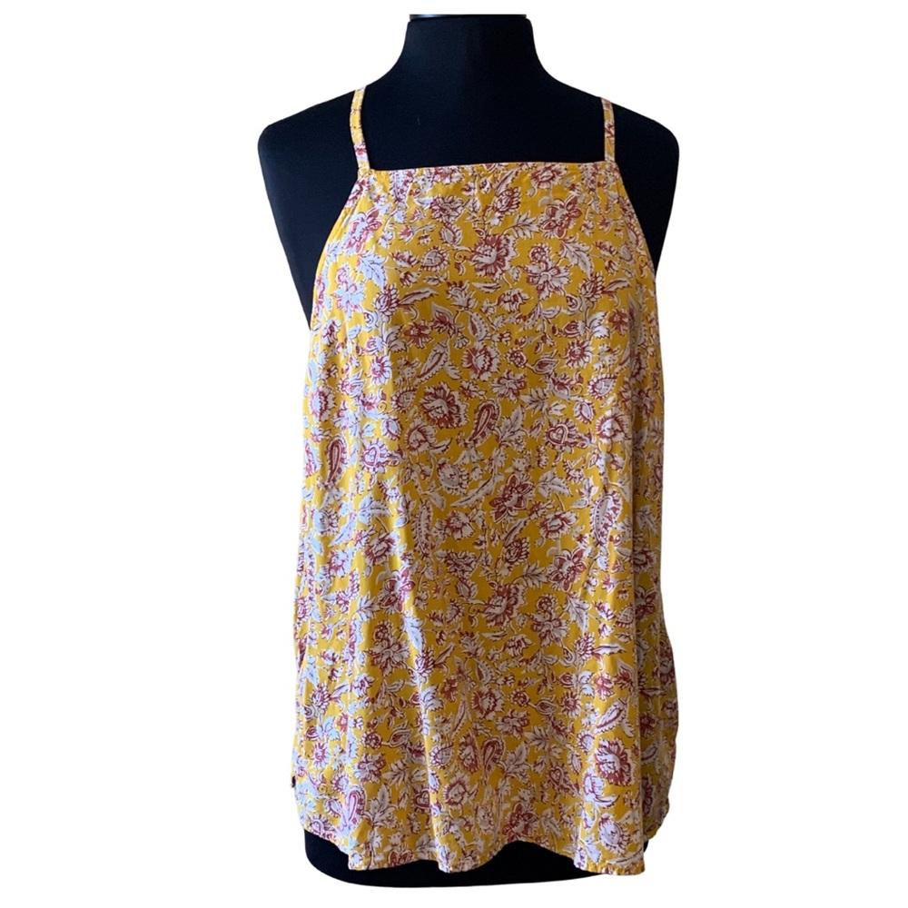 OLD NAVY Yellow Floral Tank Cami Size XL Rayon